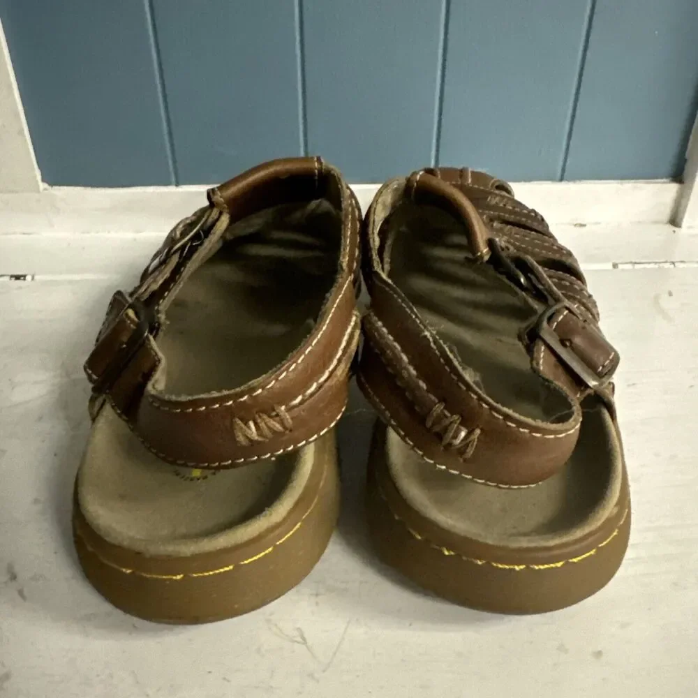 Vintage Y2K Dr. Martens Sandals Fisherman Strap Brown Leather Buckle Men Size 10